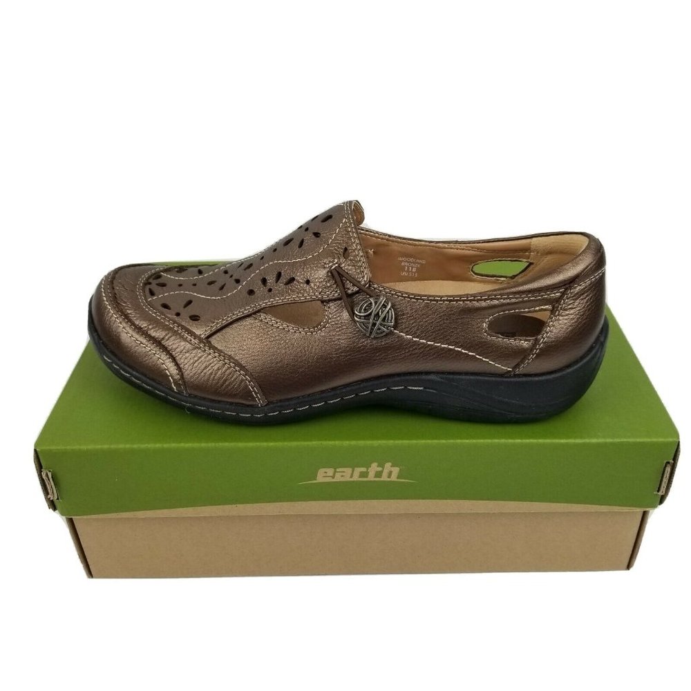 Earth Womens Woodland Bronze Leather  Slip on Comf